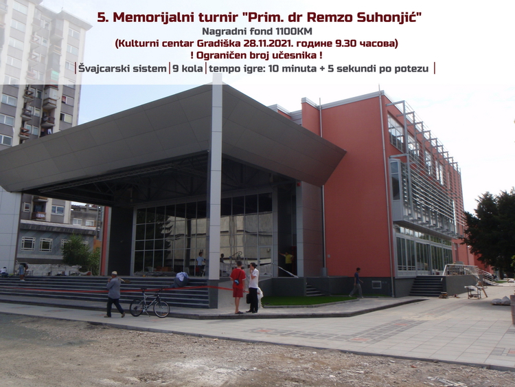 5. Memorijalni šahovski turnir "Prim. dr Remzo Suhonjić" biće održan 28. novembra